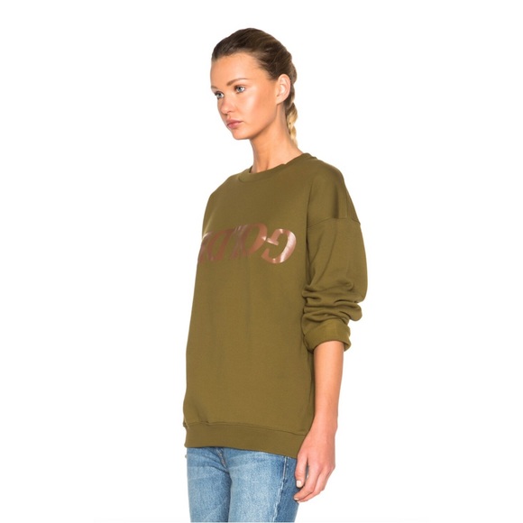 GOLDEN GOOSE Deluxe Brand Elise Oversized Sweatshirt in Musk (Mustard Green) XXS - Picture 3 of 15